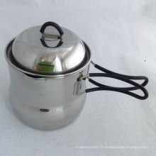 Beau pot de camping en acier inoxydable 304